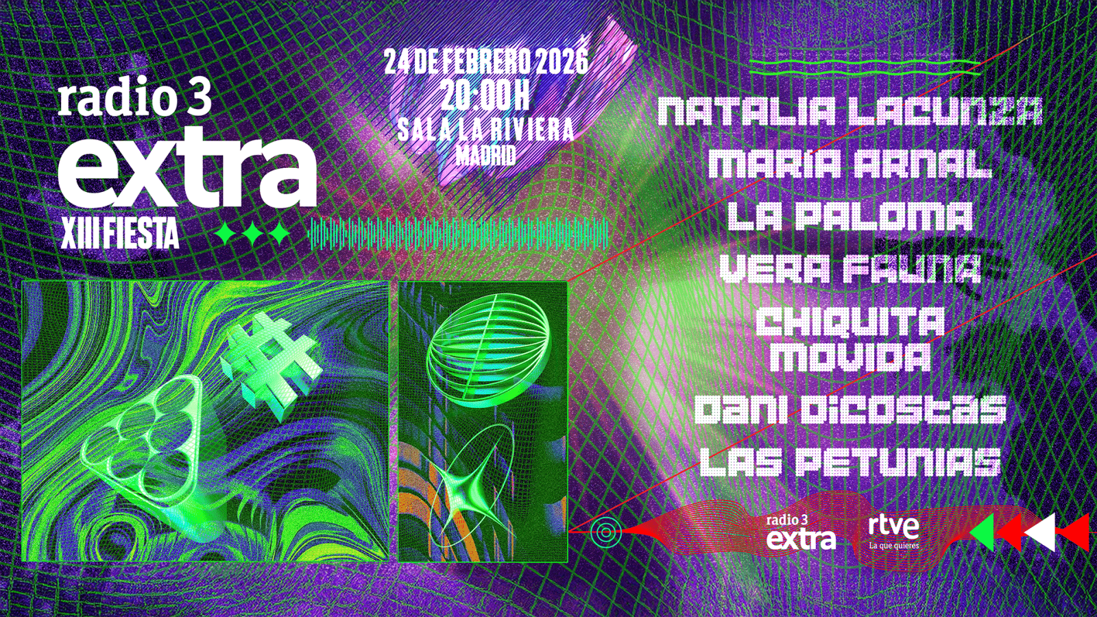 Radio 3 Extra monta una fiesta en La Riviera de Madrid el día 24 de febrero a partir de las 20:00 con entrada libre hasta completar aforo.