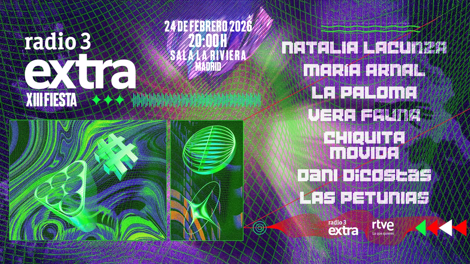 Radio 3 Extra monta una fiesta en La Riviera de Madrid el día 24 de febrero a partir de las 20:00 con entrada libre hasta completar aforo.