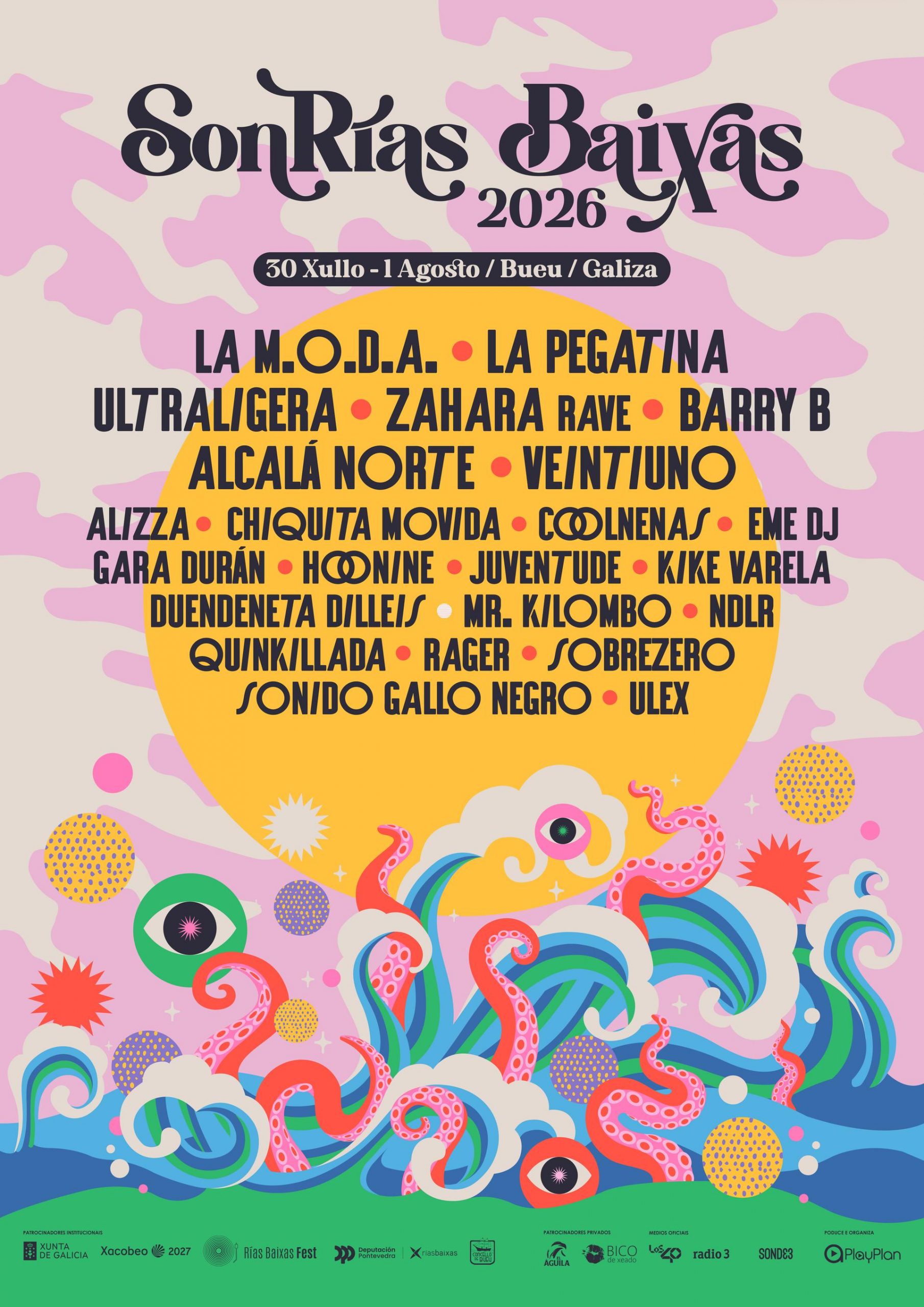 SonRías Baixas ha desvelado hoy la programación completa de su próxima edición, que se celebrará del 30 de julio al 1 de agosto de 2026