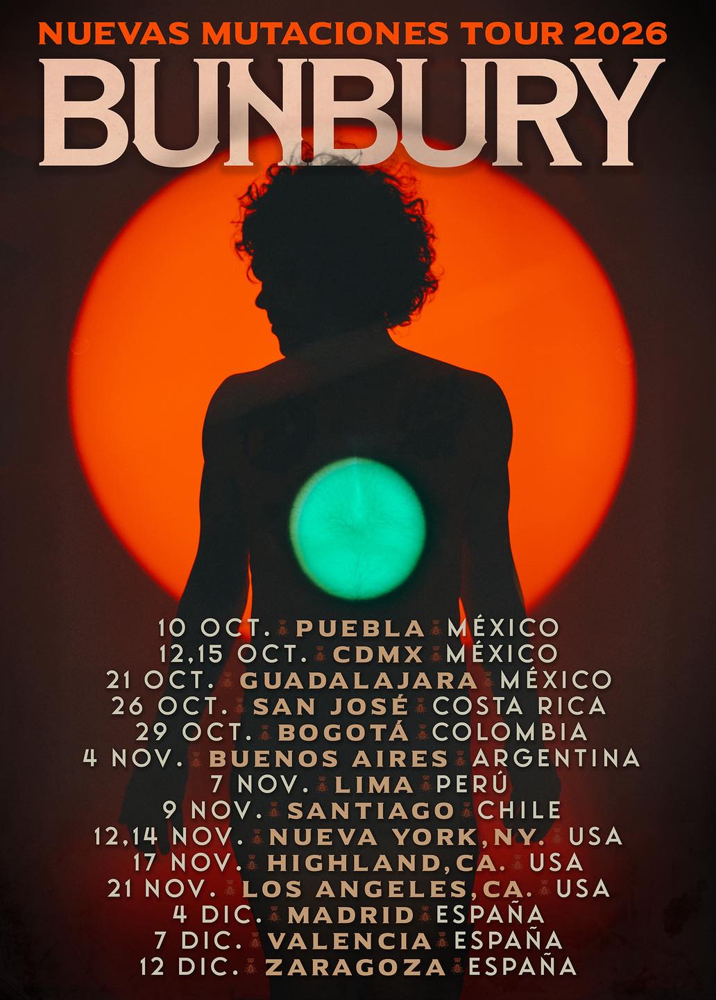 Bunbury volverá a la carretera con una gira de conciertos que arrancará en octubre en México y terminará en España en diciembre de este 2026