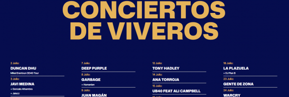 Programación completa del ciclo de Conciertos de Viveros 2026 en Valencia. Del 2 al 25 de julio de este año con propuestas muy variadas