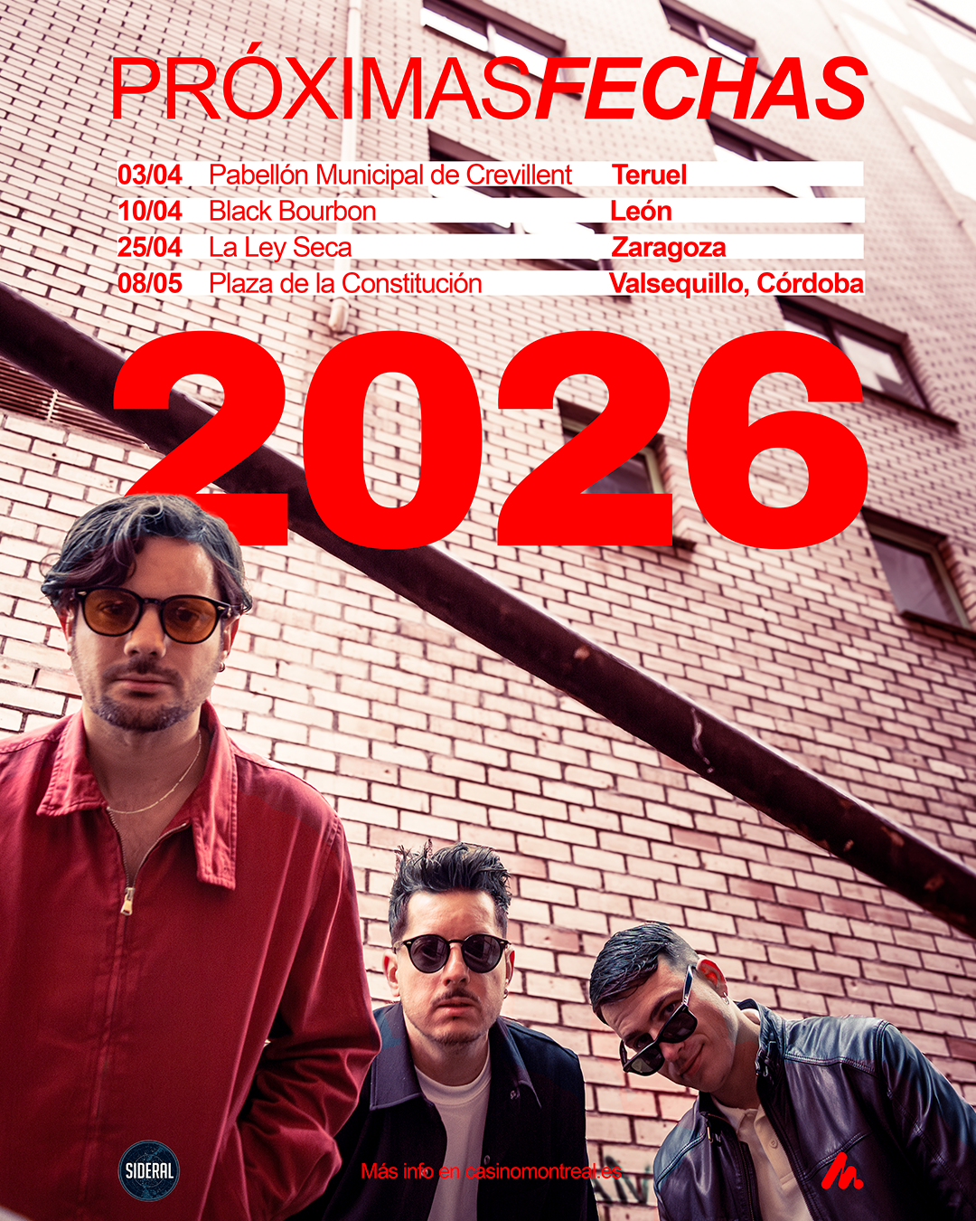 Casino Montreal anuncian los primeros conciertos confirmados de su gira 2026 mientras preparan y van presentando nuevas canciones inéditas