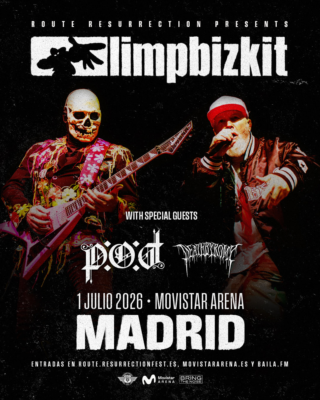 Las entradas para este show de Limp Bizkit en el Movistar Arena de Madrid se pondrán a la venta el próximo jueves 26 de febrero a las 10:00 horas