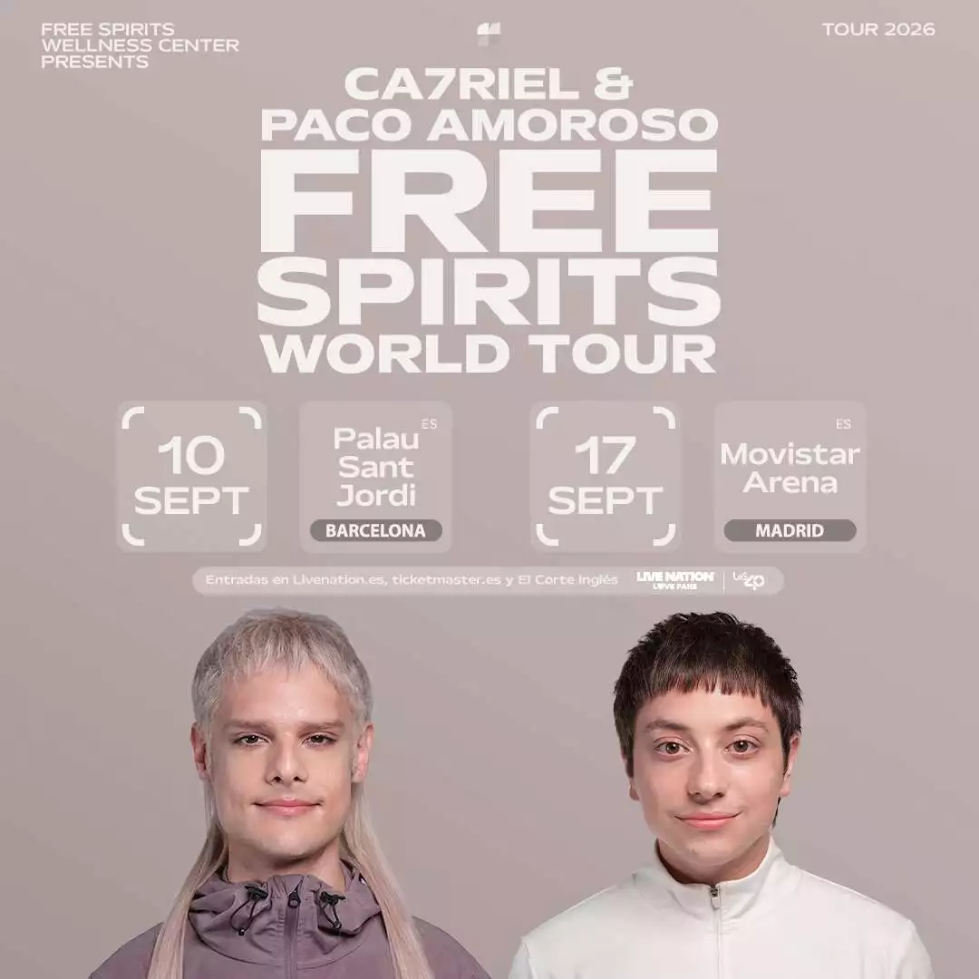 Ca7riel & Paco Amoroso anuncian dos conciertos en Barcelona y Madrid como únicas citas en territorio español dentro de su gira mundial.