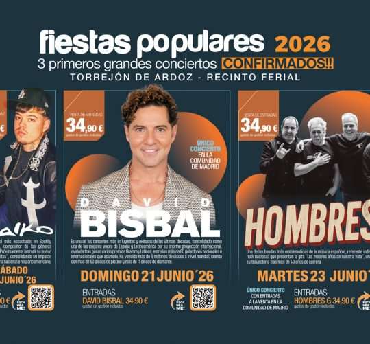 Ya conocemos los primeros conciertos de las Fiestas de Torrejón 2026, que tendrán lugar del viernes 19 al martes 24 de junio con música y más