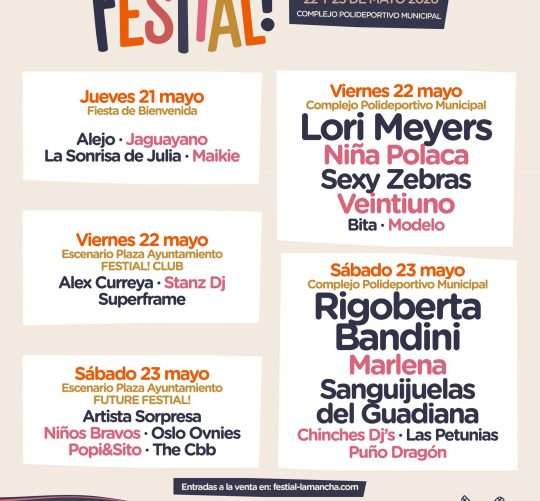 Festial! 2026 anuncia su cartel completo por días y regresa a Alcázar de San Juan la próxima primavera, del 21 al 23 del mes de mayo