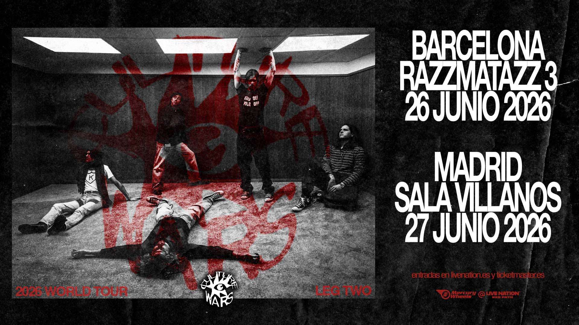 Culture Wars anuncia dos conciertos en salas en España (Barcelona y Madrid) el próximo mes de junio dentro de su esperada gira mundial.