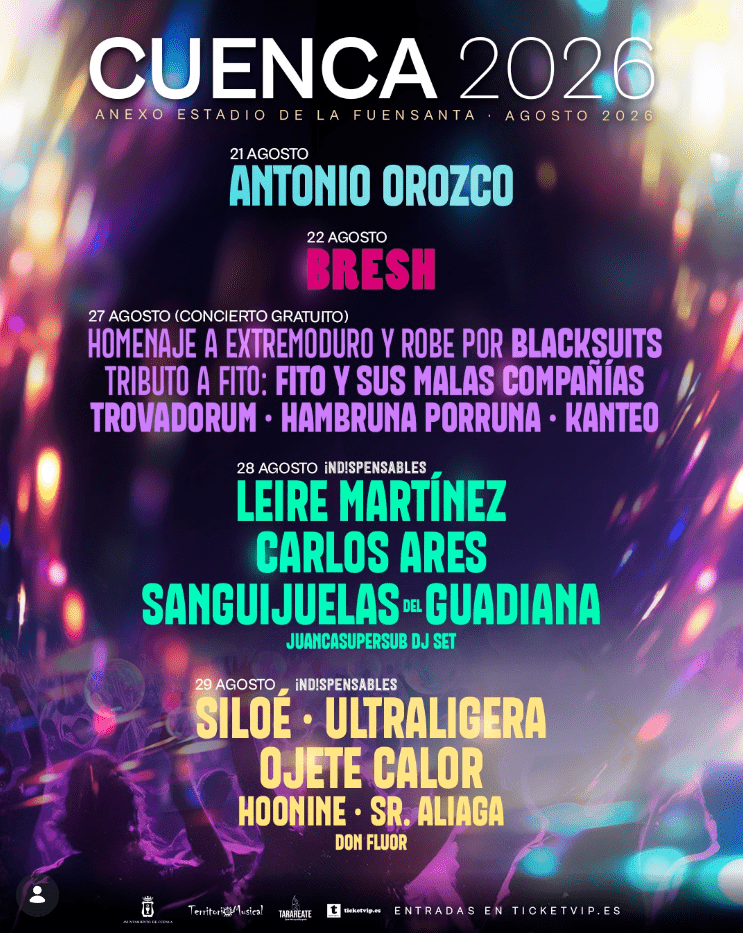 Los conciertos de la Feria y Fiestas de San Julián 2026 en Cuenca ya tienen protagonistas y fechas, como siempre a finales del mes de agosto