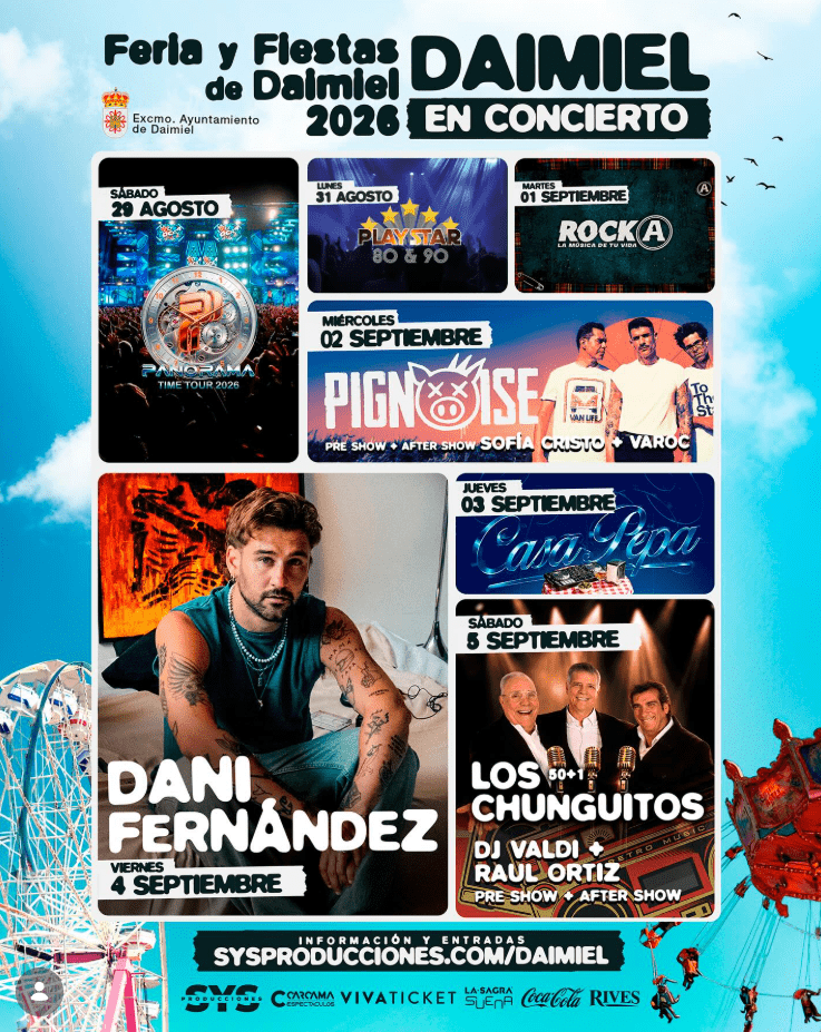 Ya se conoce la programación de conciertos de la Feria y Fiestas de Daimiel 2026, que serán a finales de agosto y primeros de septiembre