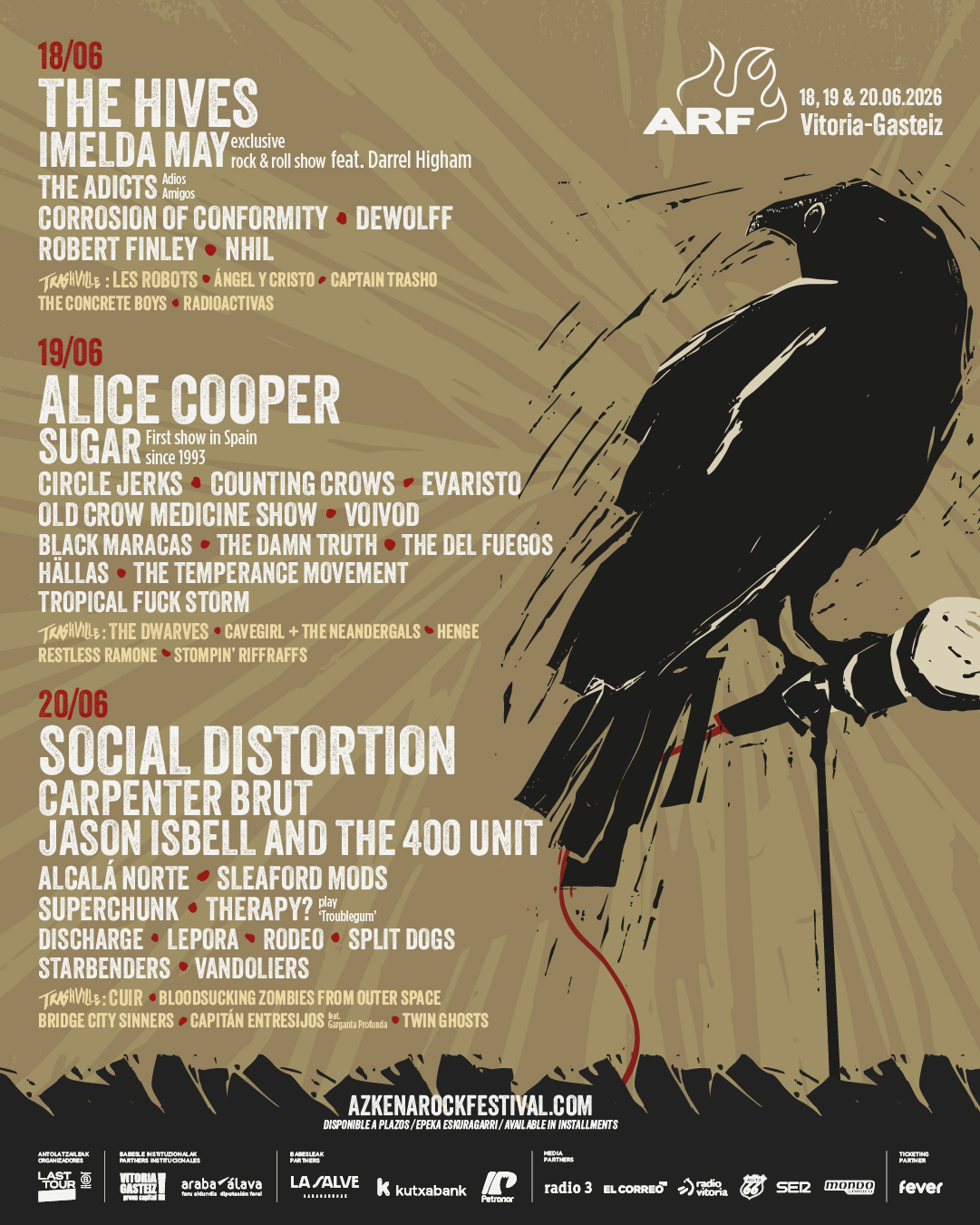 Azkena Rock Festival 2026 presenta su cartel completo y por días. Las últimas bandas son Carpenter Brut, Robert Finley y Black Maracas