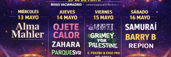 Ya conocemos todos los conciertos para las Fiestas de Rivas 2026, que se celebrarán desde el miércoles 13 de mayo hasta el domingo día 17
