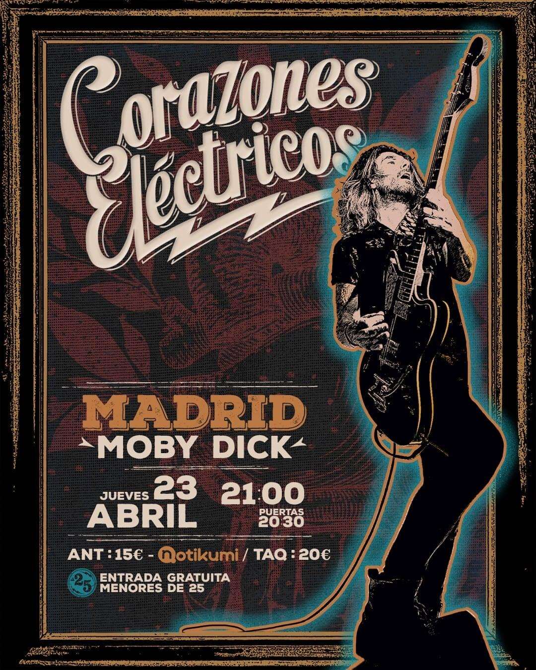 Corazones Eléctricos presentan el jueves 23 de abril en la sala Moby Dick de Madrid su nuevo disco. Una velada que promete rock del bueno.
