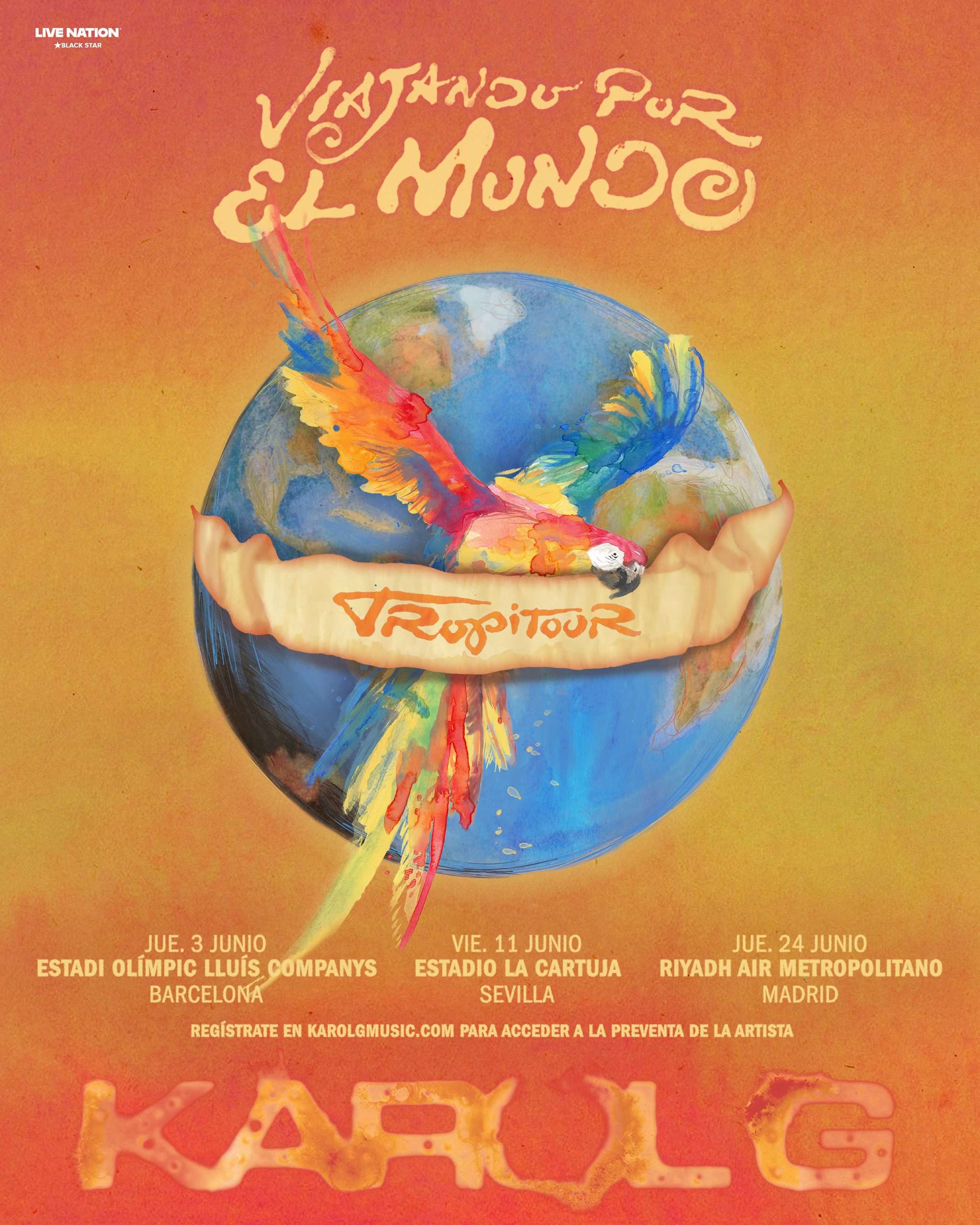 Karol G anuncia su regreso a España con tres grandes conciertos en estadios de Barcelona, Sevilla y Madrid el próximo mes de junio de 2027