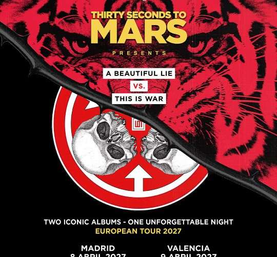 Thirty Seconds to Mars anuncia conciertos en Madrid (8 de abril, Movistar Arena) y Valencia (día 9 de abril, Roig Arena) en abril de 2027