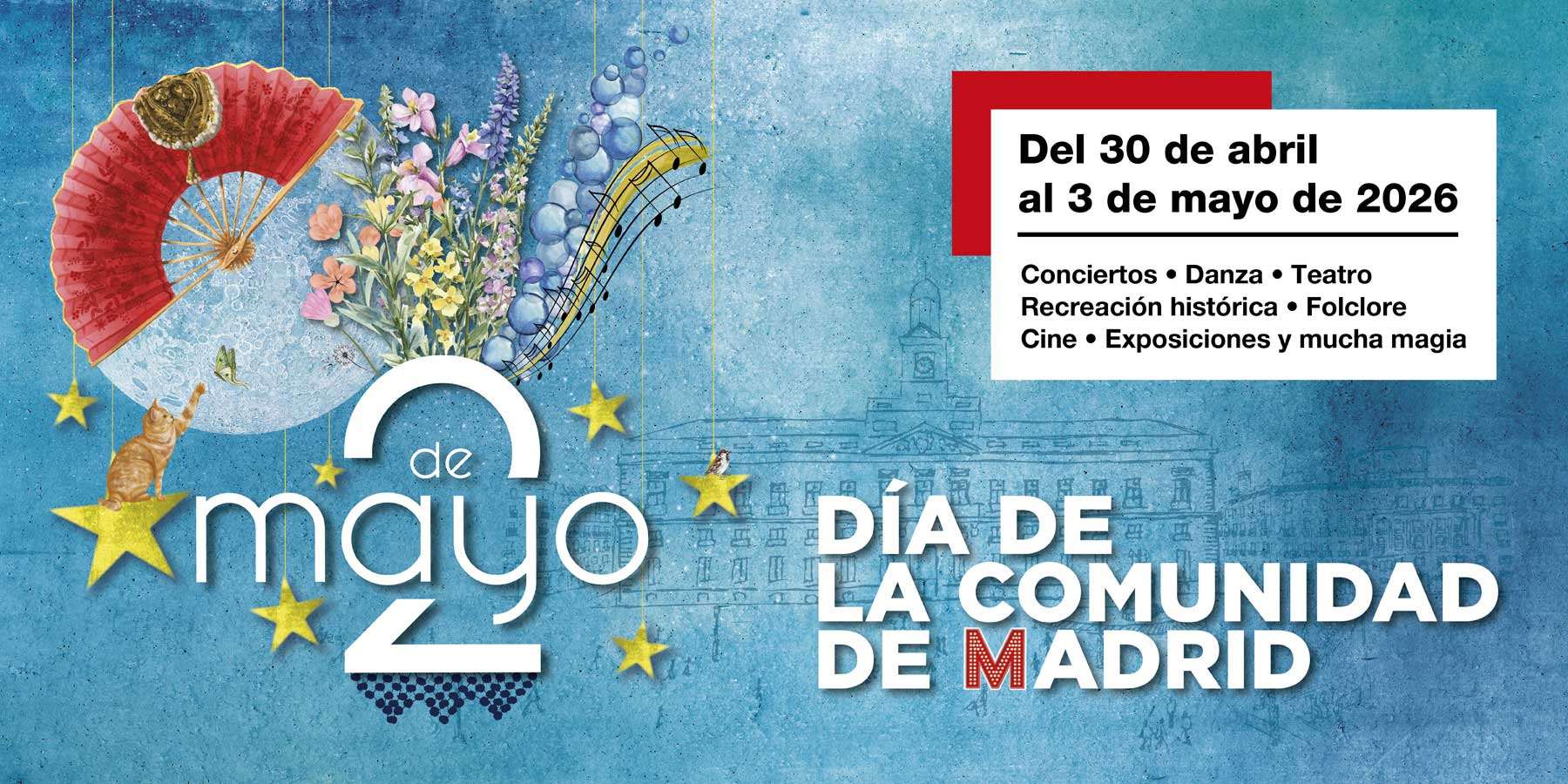 Programación de las Fiestas del 2 de Mayo 2026 en Madrid, con conciertos gratuitos en Príncipe Pío de Alcalá Norte, Judeline o Bely Basarte