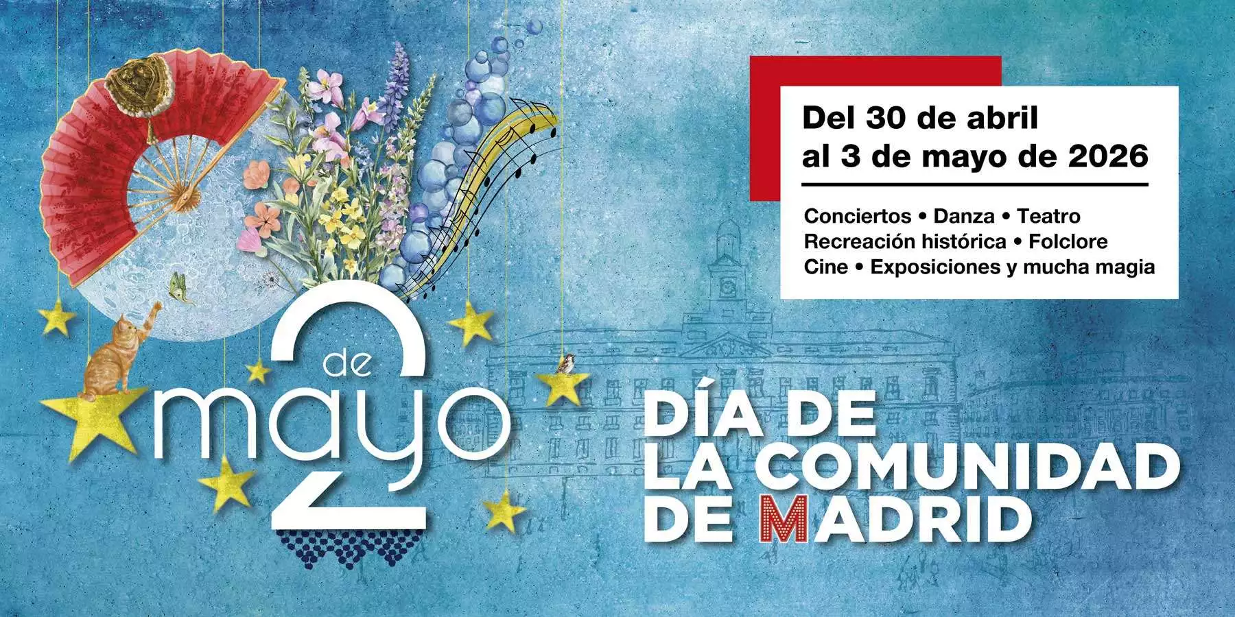 Programación de las Fiestas del 2 de Mayo 2026 en Madrid, con conciertos gratuitos en Príncipe Pío de Alcalá Norte, Judeline o Bely Basarte