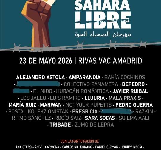 El recinto ferial del Auditorio Miguel Ríos de Rivas Vaciamadrid acogerá el próximo sábado día 23 de mayo el Festival Sáhara Libre