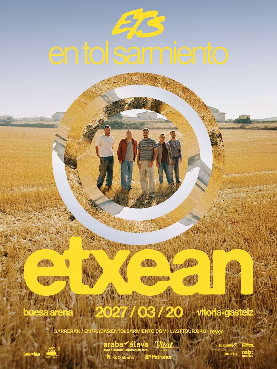 ETS (En Tol Sarmiento) presenta 'Etxean', un espectáculo que tendrá lugar el sábado 20 de marzo de 2027 en el Buesa Arena de Vitoria-Gasteiz