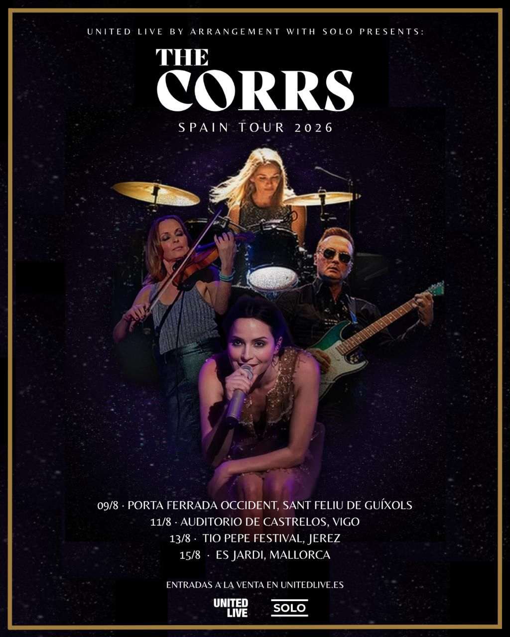 The Corrs vuelve a los escenarios de España en 2026 con una serie de cuatro conciertos el próximo mes de agosto.