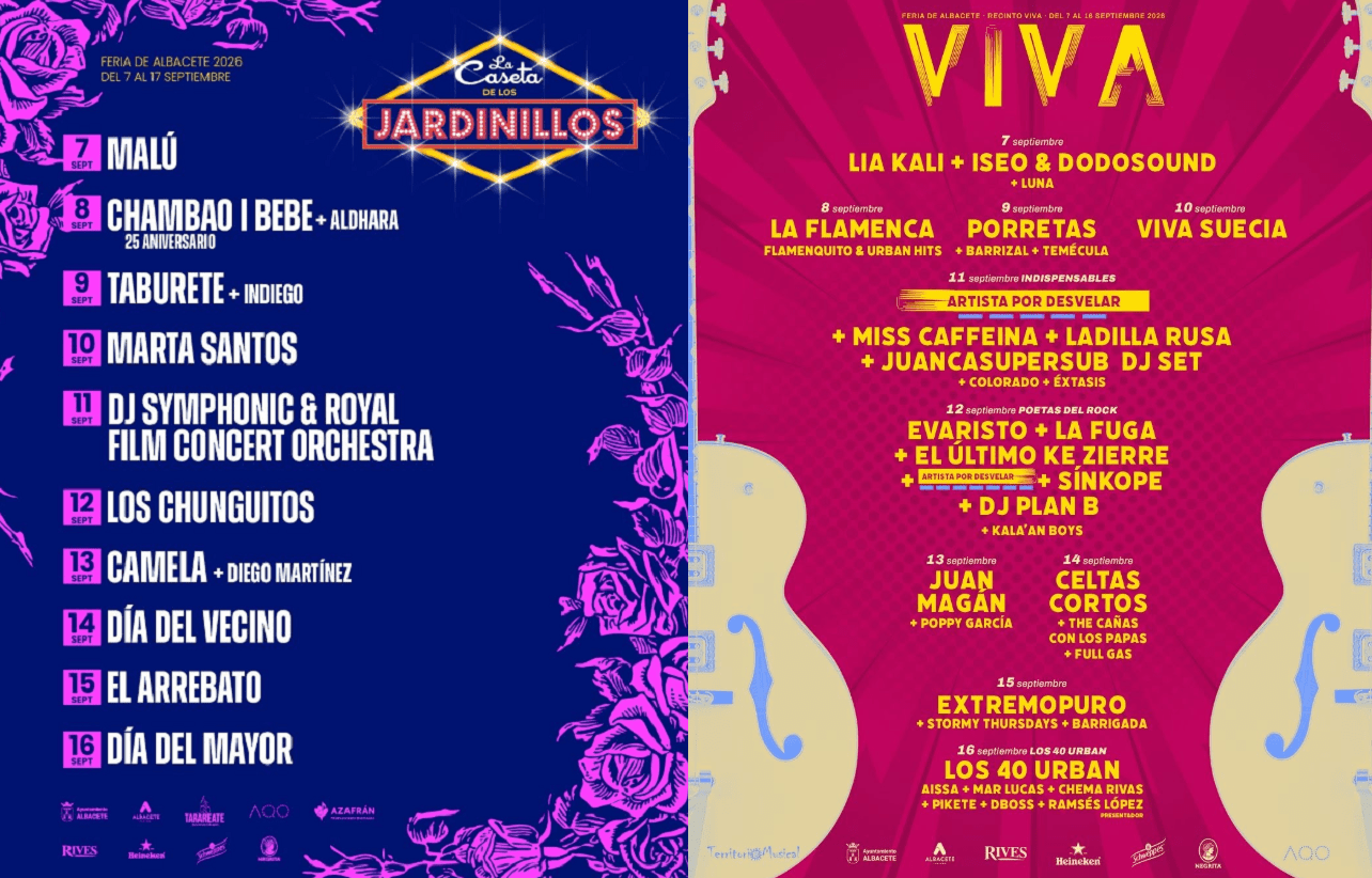 Programación completa de conciertos de la Feria de Albacete 2026, que se celebrará en la ciudad desde el 7 hasta el 17 de septiembre
