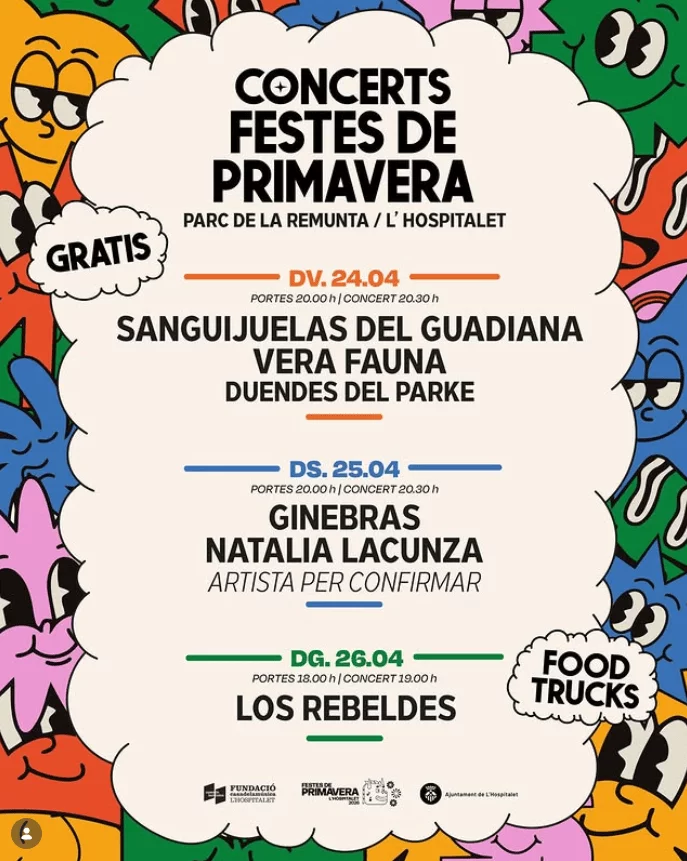 Aquí está la programación completa de las Fiestas de la Primavera de Hospitalet de Llobregat 2026, que incluyen multitud de conciertos