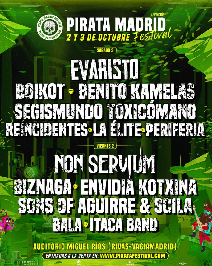 El Pirata Madrid Festival 2026 tendrá lugar, un año más y tras meses de incertidumbre, en el Auditorio Miguel Ríos de Rivas Vaciamadrid