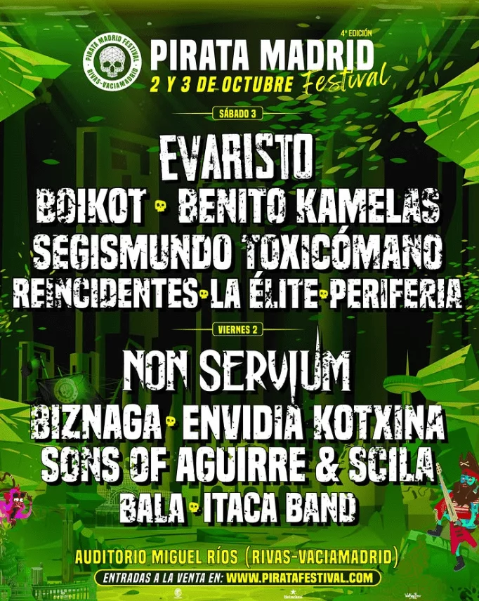 El Pirata Madrid Festival 2026 tendrá lugar, un año más y tras meses de incertidumbre, en el Auditorio Miguel Ríos de Rivas Vaciamadrid
