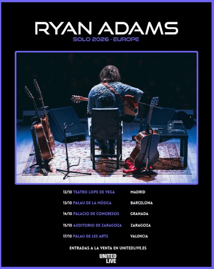 El cantautor estadounidense Ryan Adams volverá a España en octubre para dar un total de cinco conciertos íntimos en otras tantas ciudades