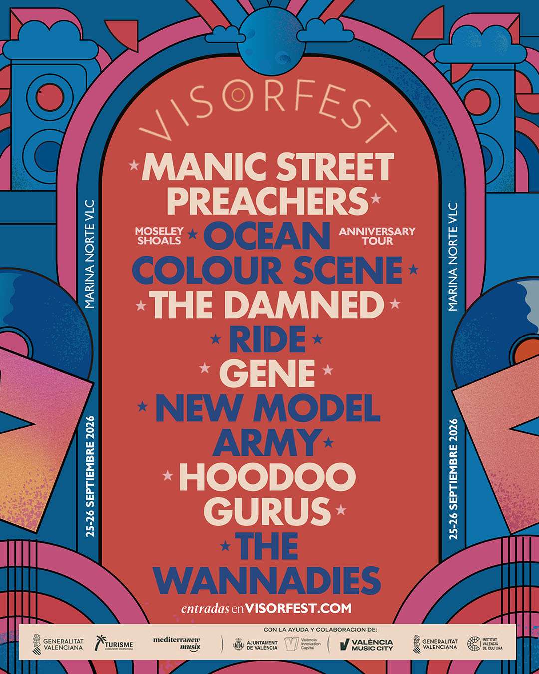 El cartel del Visor Fest 2026 sigue creciendo con Manic Street Preachers y The Damned. La cita es los días 25 y 26 de septiembre en Valencia