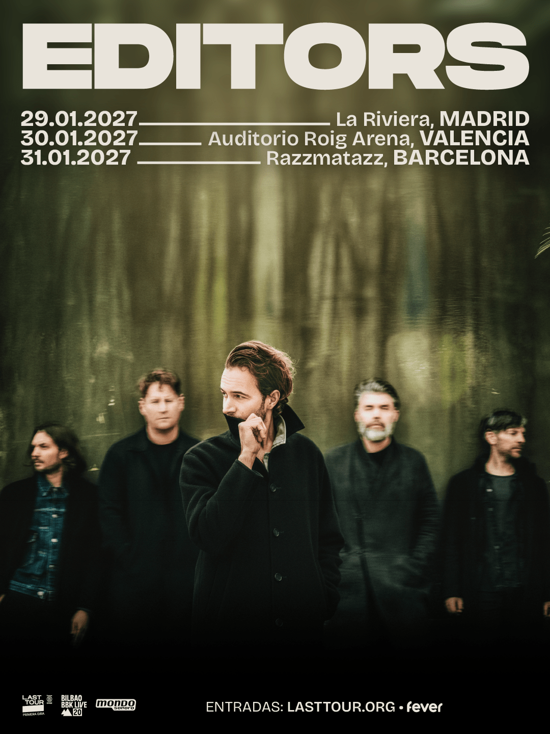Editors regresan a España en 2027 con tres conciertos en enero en Madrid (La Riviera), Valencia (Roig Arena) y Barcelona (Razzmatazz)