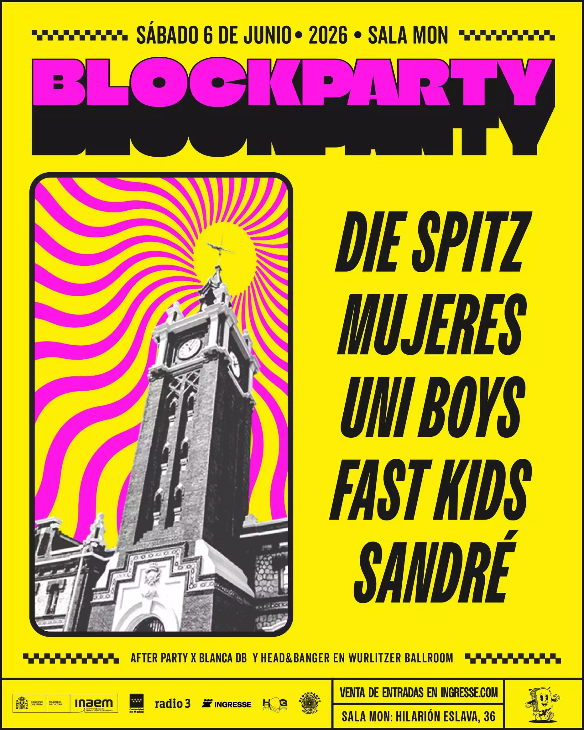 Blockparty 2026 cambia de ubicación por la visita del papa León XIV a Madrid. El festival se celebrará finalmente el próximo sábado 6 de junio en Sala Mon