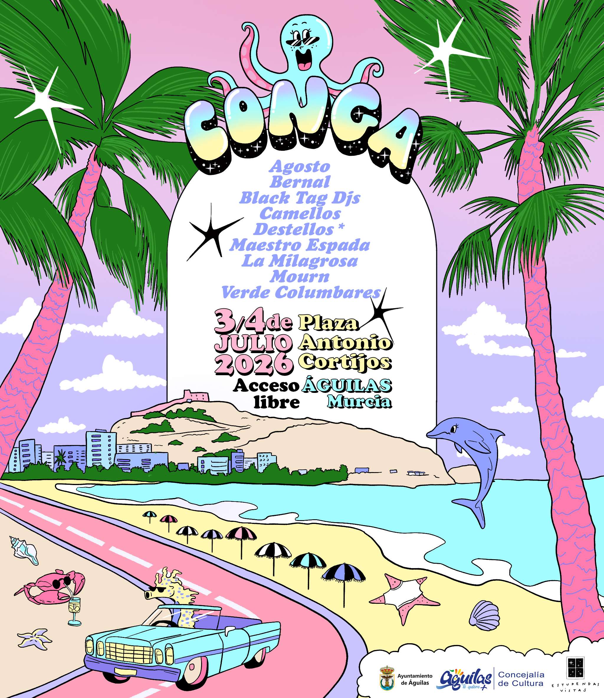Los próximos 3 y 4 de julio de 2026 la ciudad costera de Águilas (Murcia) acogerá la segunda edición del Conga Festival, con entrada libre