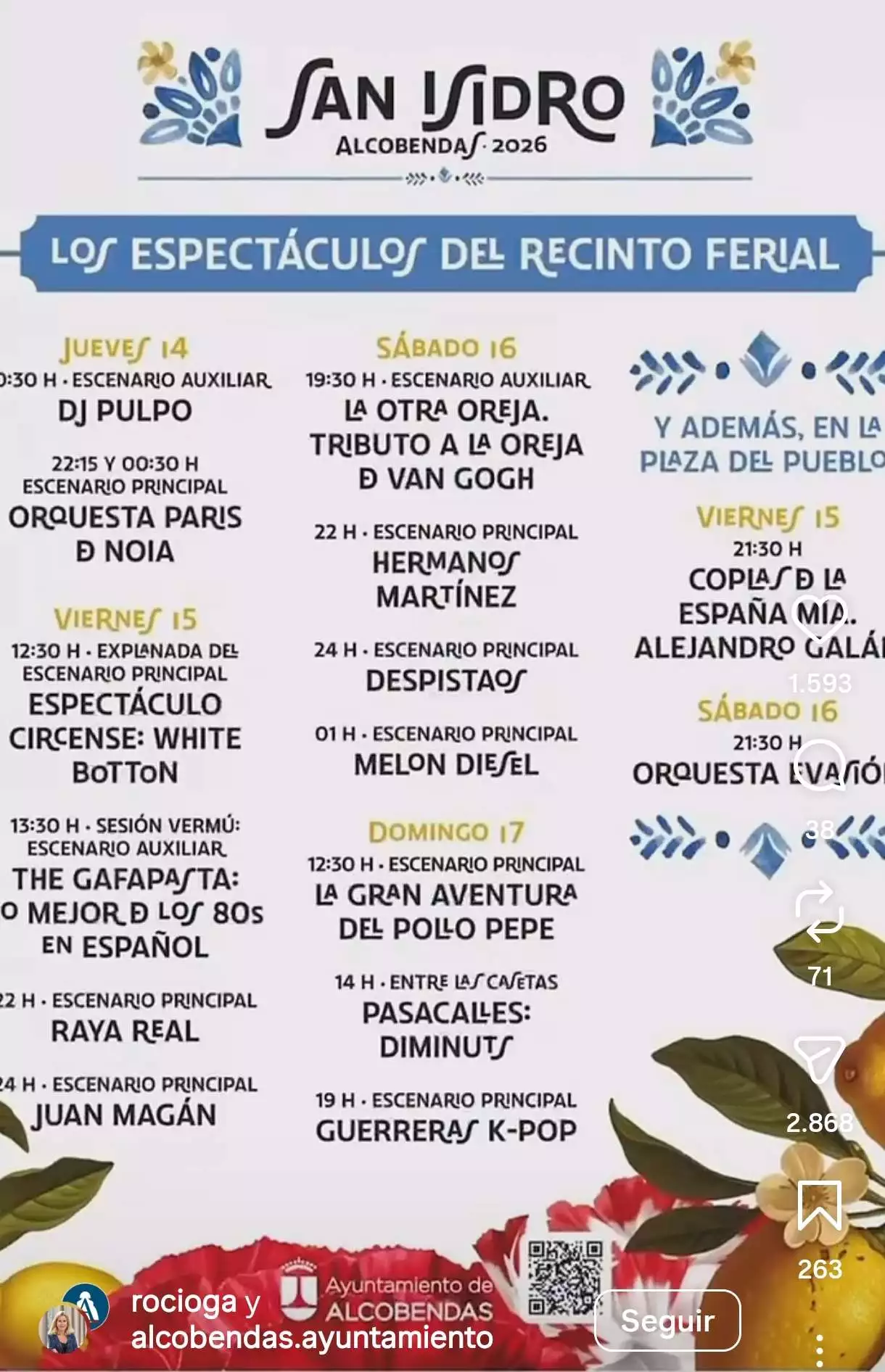 Alcobendas celebra sus Fiestas de San Isidro 2026 del 14 al 17 de mayo con una programación repleta de conciertos (todos ellos gratuitos)
