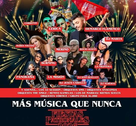 Conciertos de las Fiestas patronales de San Fernando de Henares 2026. Unos festejos populares que se celebrarán este año del 22 al 31 de mayo