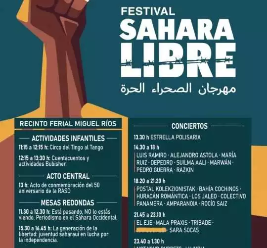 Este sábado 23 de mayo se celebra el Festival Sáhara Libre 2026 en el Auditorio Miguel Ríos de Rivas Vaciamadrid y estos son los horarios