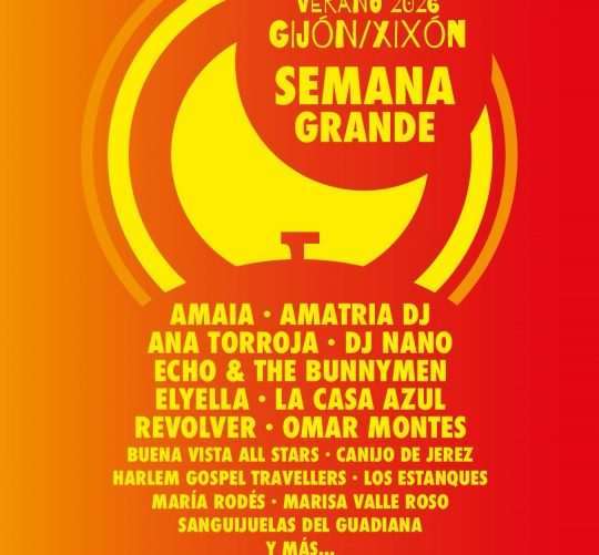Ya conocemos el programa de conciertos de la Semana Grande de Gijón 2026, que se celebrará en varios escenarios de l ciudad en agosto