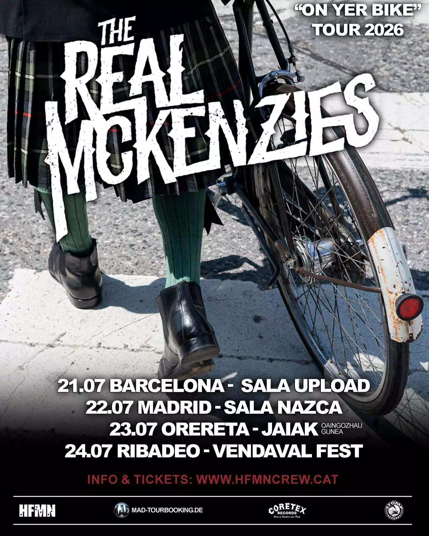 The Real McKenzies, auténticas leyendas del punk gaitero, regresarán a nuestro país para hacer una gira española en julio de este año 2026.