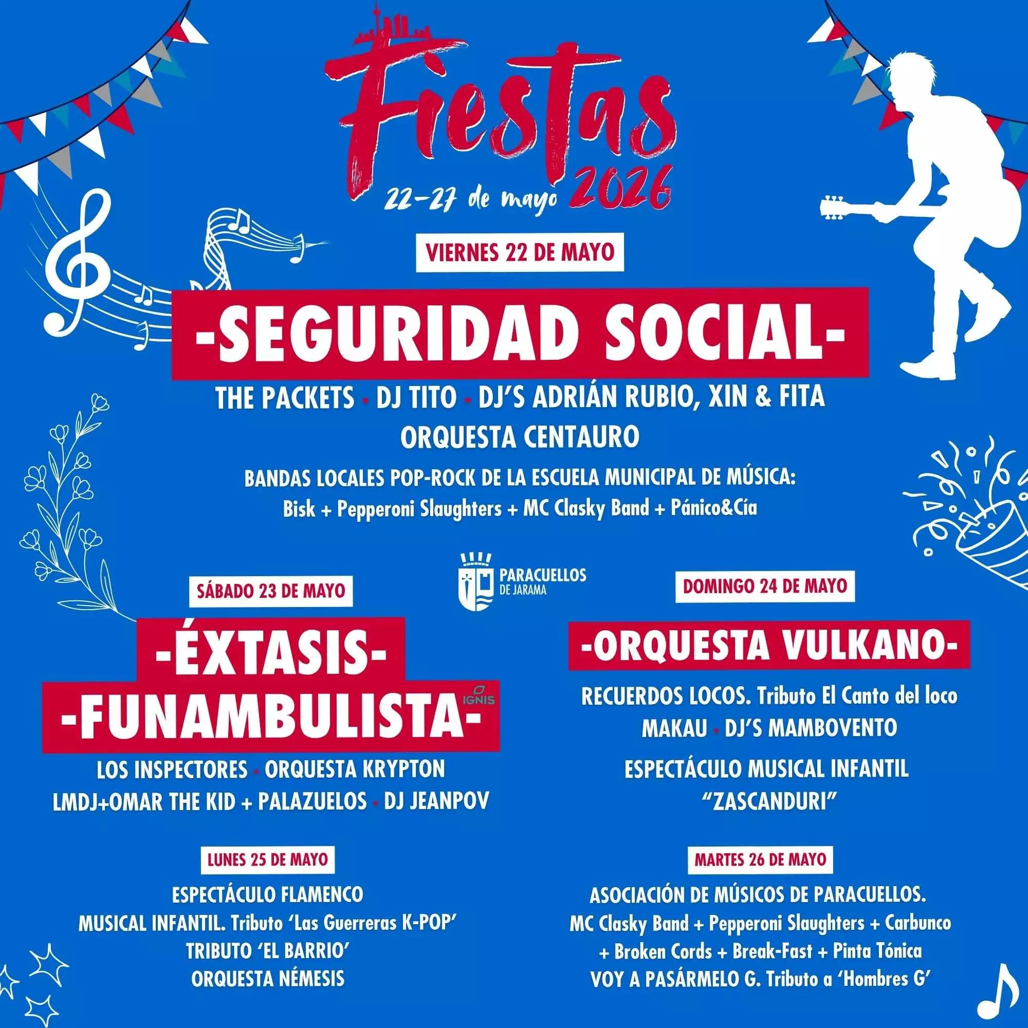 Este próximo fin de semana se celebran las Fiestas de Paracuellos del Jarama 2026, con los conciertos (gratuitos) como principal reclamo.