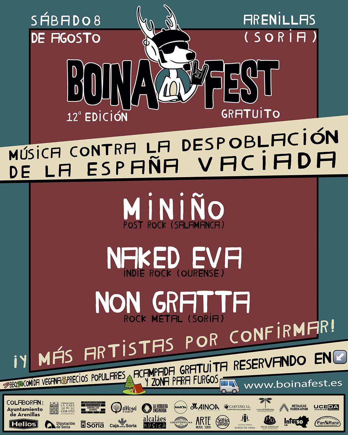 El 8 de agosto de 2026 se celebrará en Arenillas (Soria), la 12 edición del Boina Fest, festival contra la despoblación de la España vaciada
