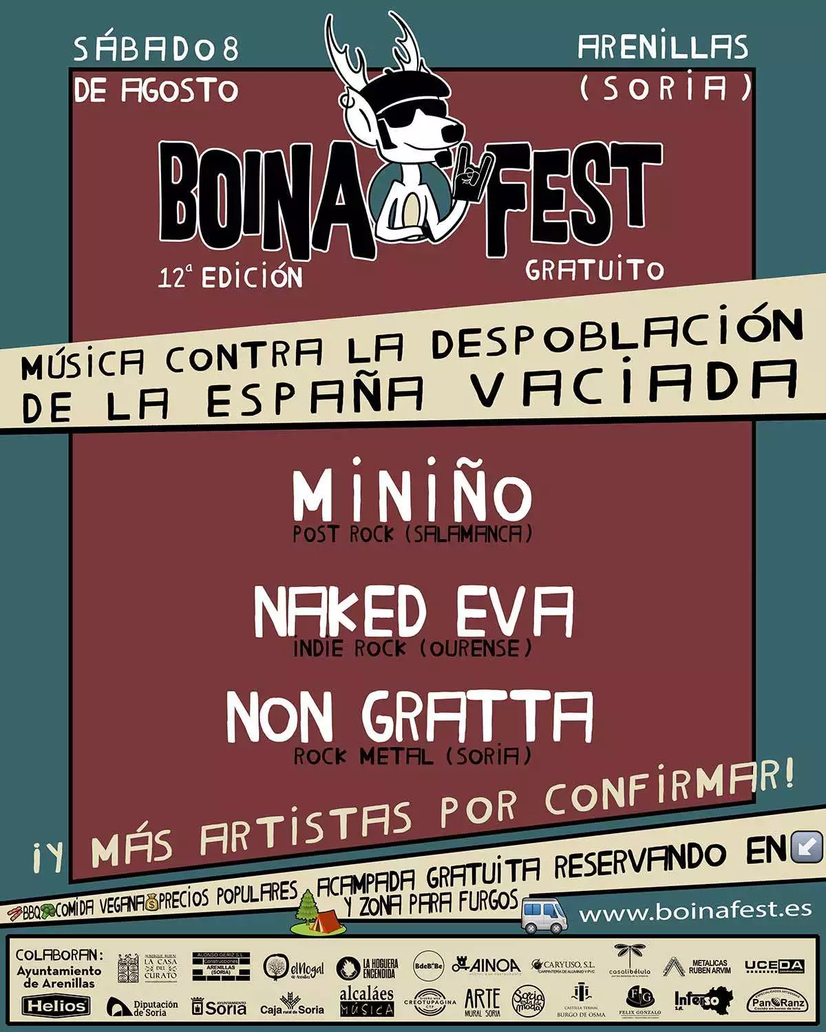 El 8 de agosto de 2026 se celebrará en Arenillas (Soria), la 12 edición del Boina Fest, festival contra la despoblación de la España vaciada