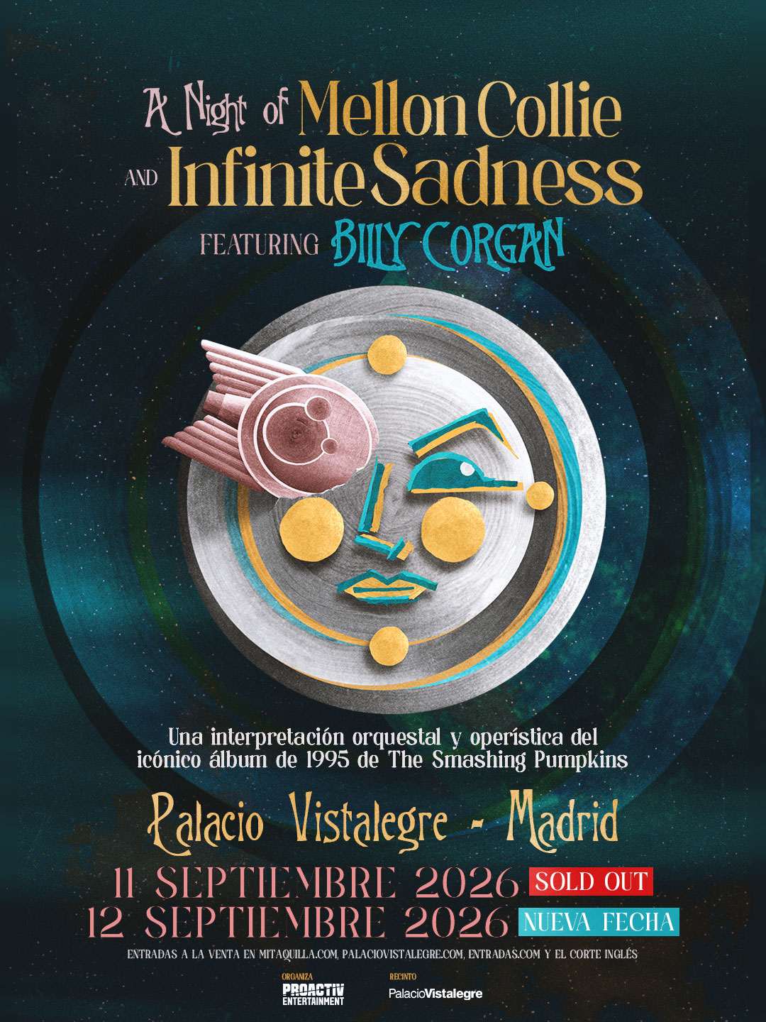 Tras agotar entradas el 11 de septiembre, Billy Corgan anuncia segunda fecha en el Palacio Vistalegre de Madrid el día 12 de septiembre