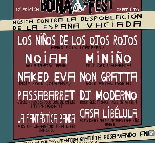 El sábado 8 de agosto de 2026 se celebrará en Arenillas (Soria) la duodécima edición del Boina Fest, que ya tiene su cartel completo
