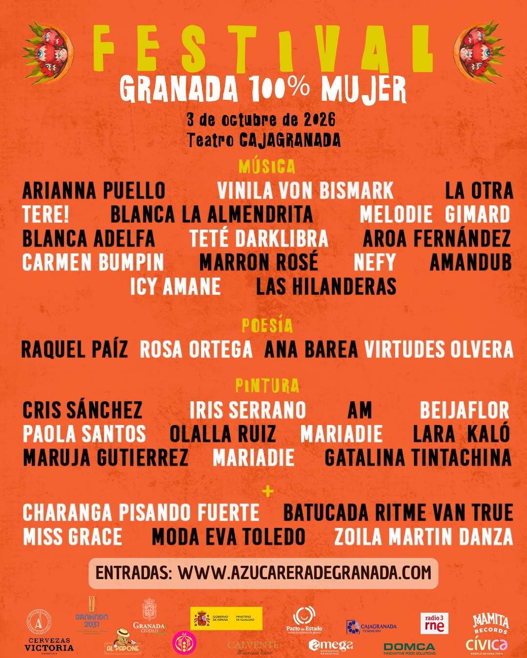 El Festival Granada 100% Mujer 2026 desvela su cartel, con más de un centenar de artistas