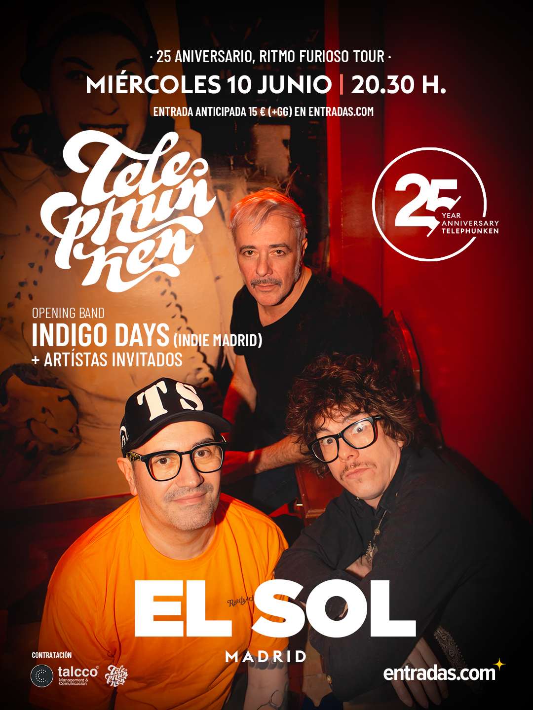 La gira 25 aniversario de Telephunken llega este miércoles 10 de junio a la Sala El Sol de Madrid