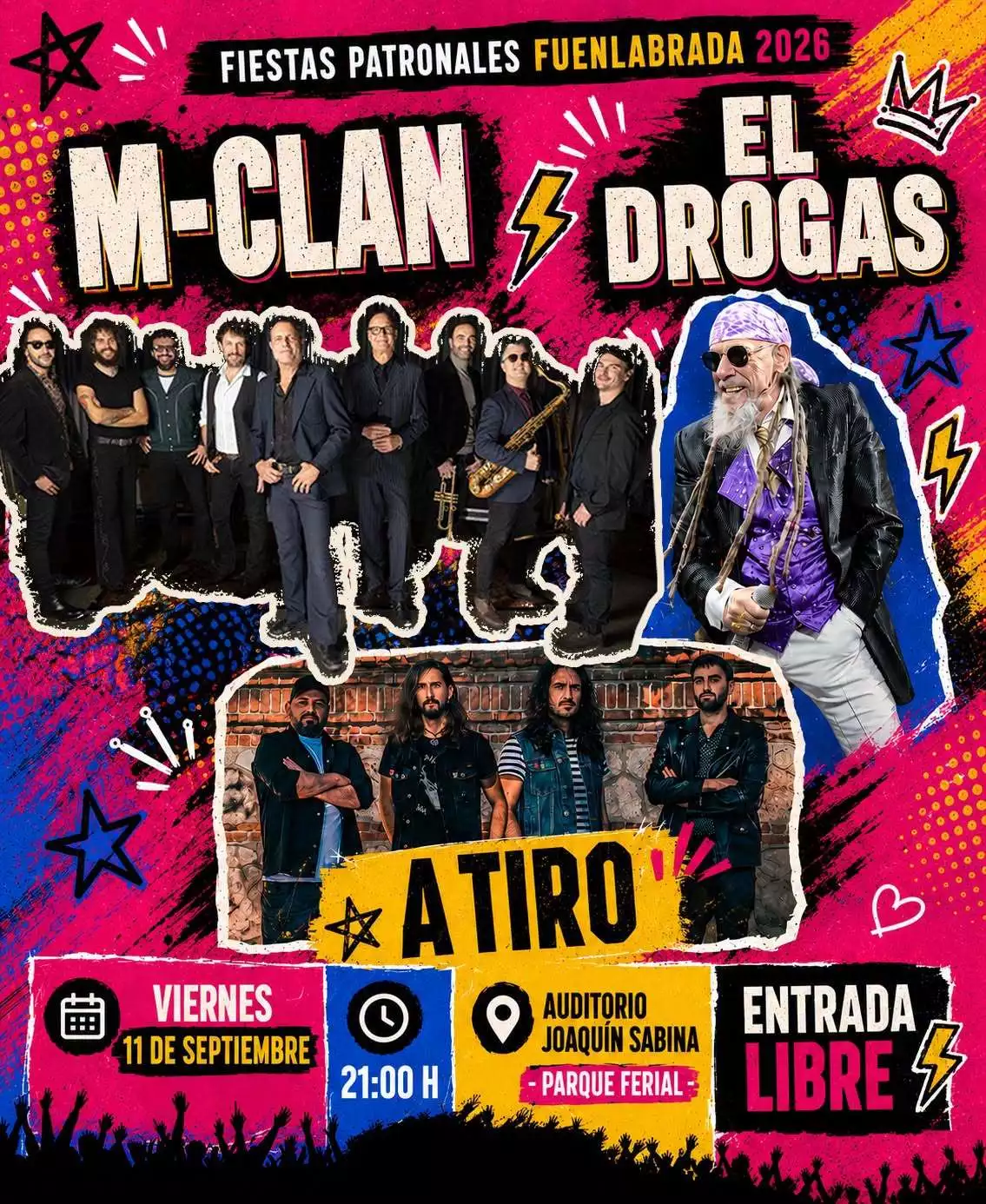 Poco a poco vamos conociendo la programación de conciertos de las Fiestas Patronales de Fuenlabrada 2026, que se celebrarán en septiembre