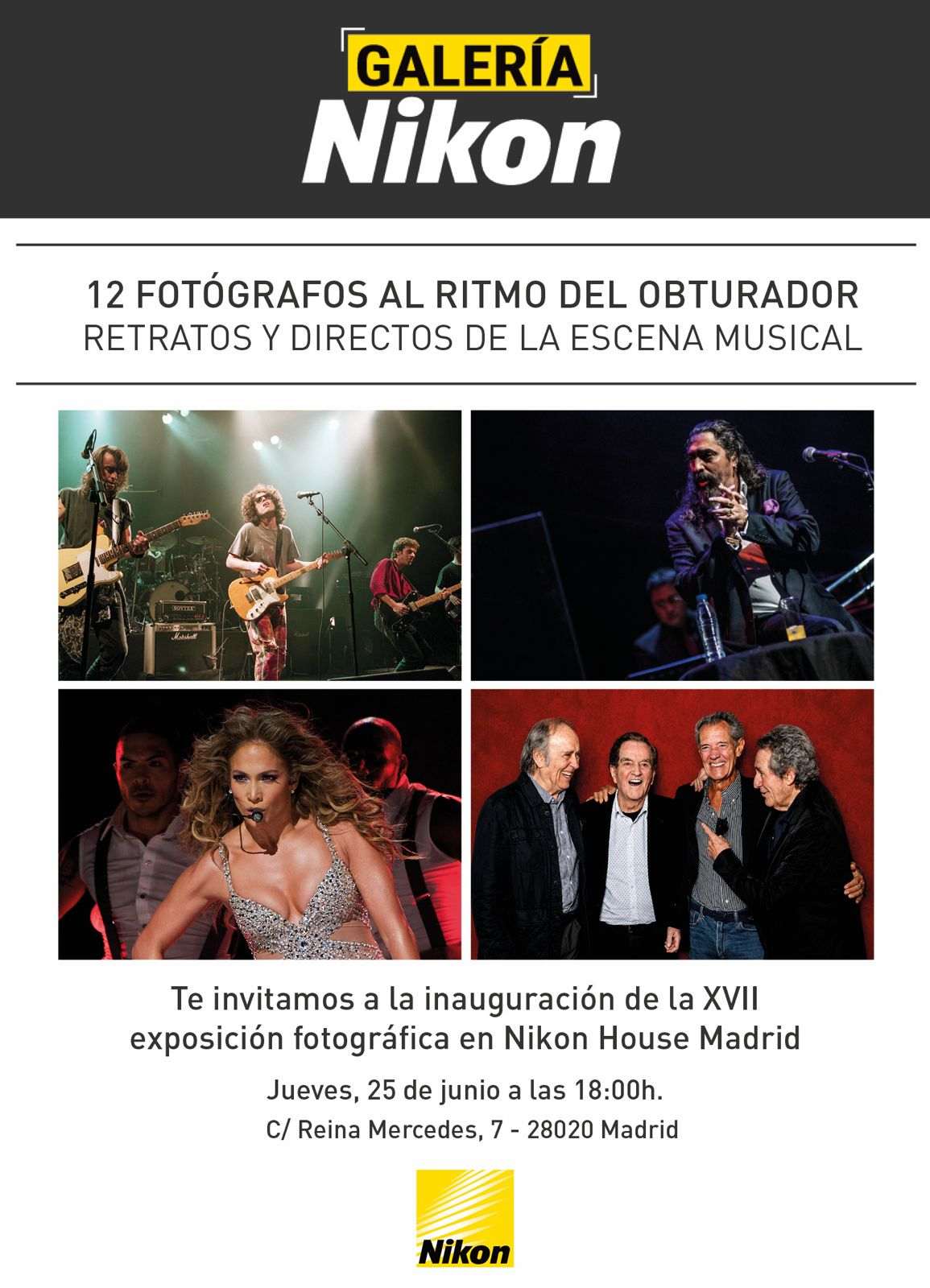 La Galería Nikon House Madrid (calle de Reina Mercedes, 7) acoge a partir del próximo viernes 26 de junio la exposición '12 fotógrafos al ritmo del obturador. Retratos y directos de la escena musical'.
