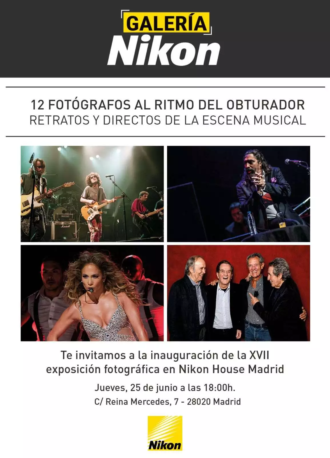 La Galería Nikon House Madrid (calle de Reina Mercedes, 7) acoge a partir del próximo viernes 26 de junio la exposición '12 fotógrafos al ritmo del obturador. Retratos y directos de la escena musical'.