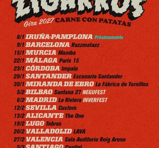Los Zigarros anuncian nueva gira con motivo del lanzamiento de su próximo disco, 'Carne con patatas', que llegará el próximo 30 de octubre