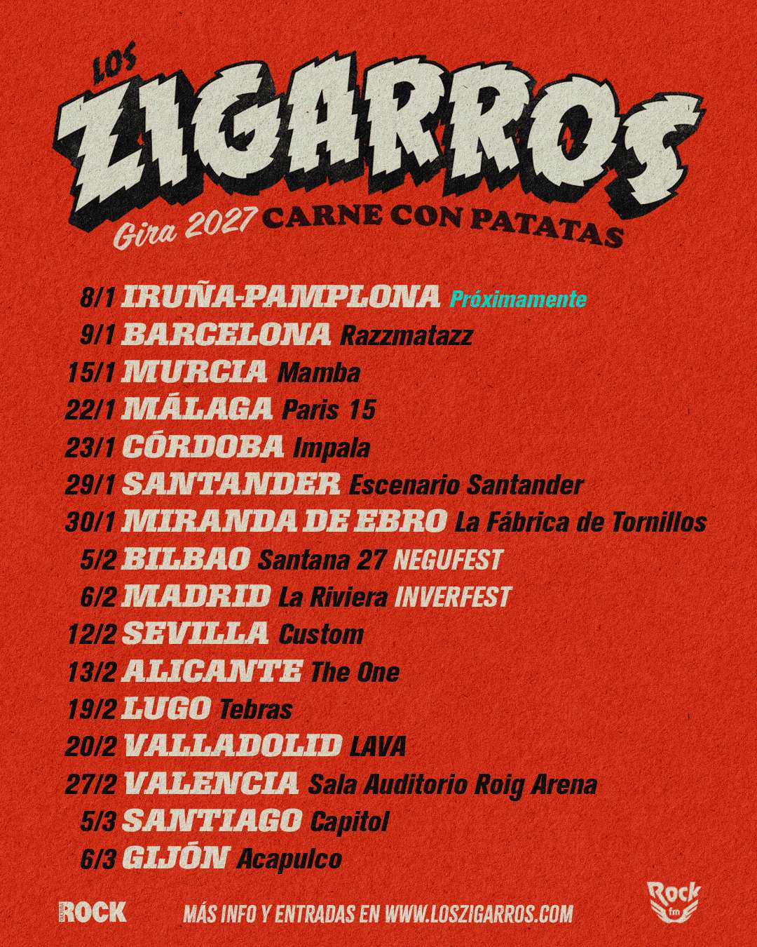 Los Zigarros anuncian nueva gira con motivo del lanzamiento de su próximo disco, 'Carne con patatas', que llegará el próximo 30 de octubre