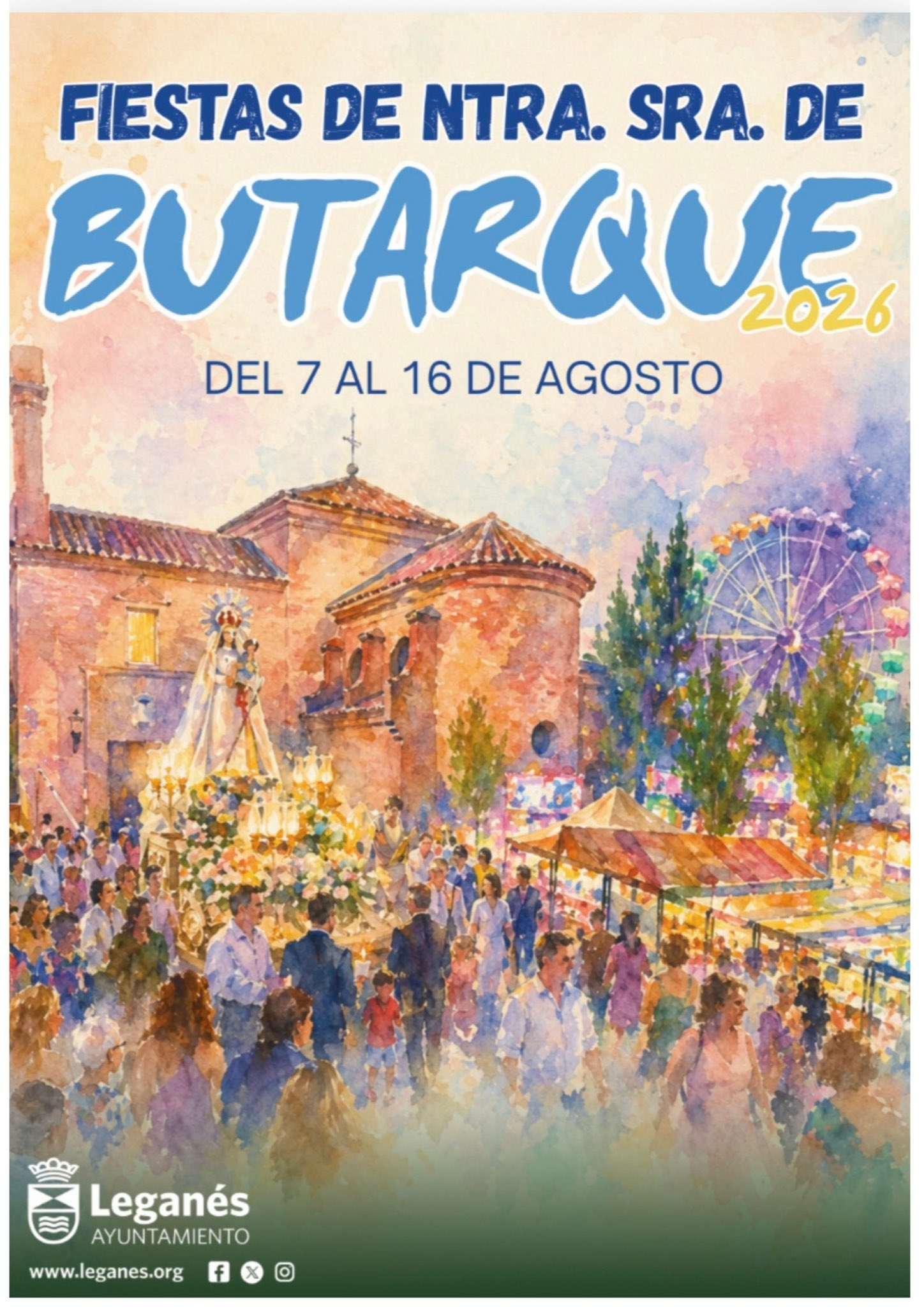 Las Fiestas patronales de Leganés, en honor a Nuestra Señora de Butarque, se celebrarán este 2026 del 7 al 16 de agosto, como siempre con conciertos